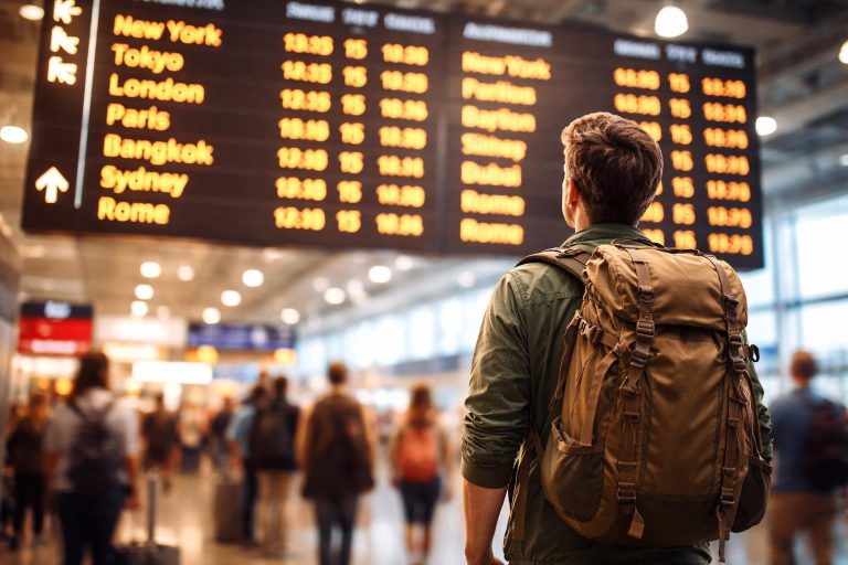 voyageur-sacados-panneau-aeroport-destinations